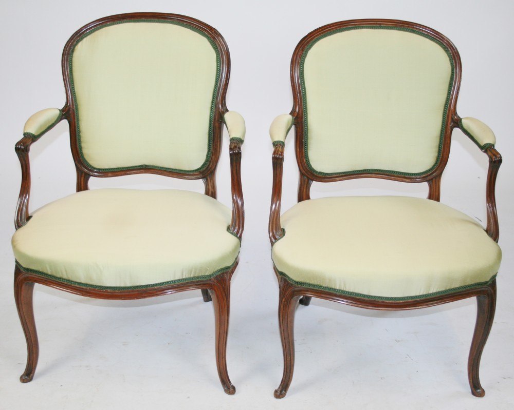Mid 19C Mahogany Pair of 'Hepplewhite Style' Open Armchairs.