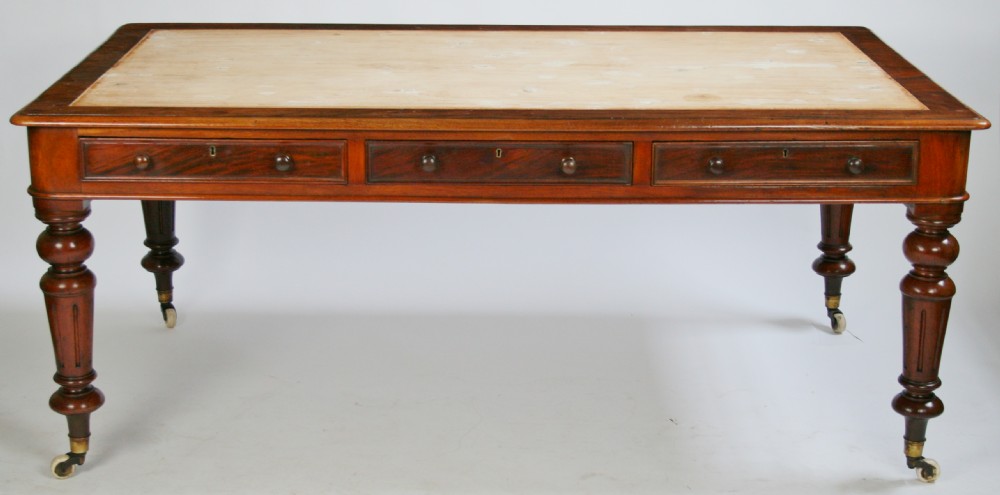 Victorian Mahogany 6 Drawer Partners Writing Table.