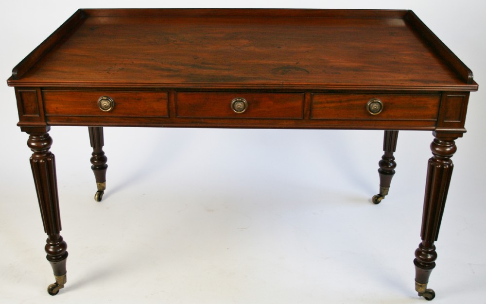 William 1V Mahogany 3 Drawer Side Table in the Manner of Gillows.