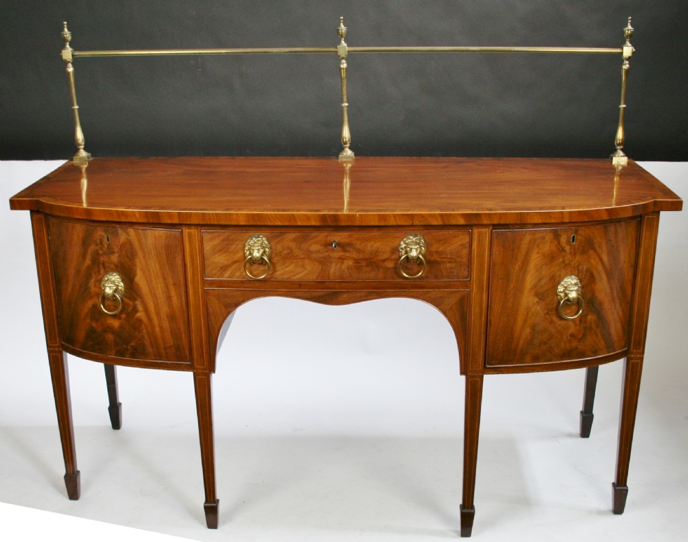 George 111 Mahogany Bowfront Sideboard with Brass Gallery to Back.