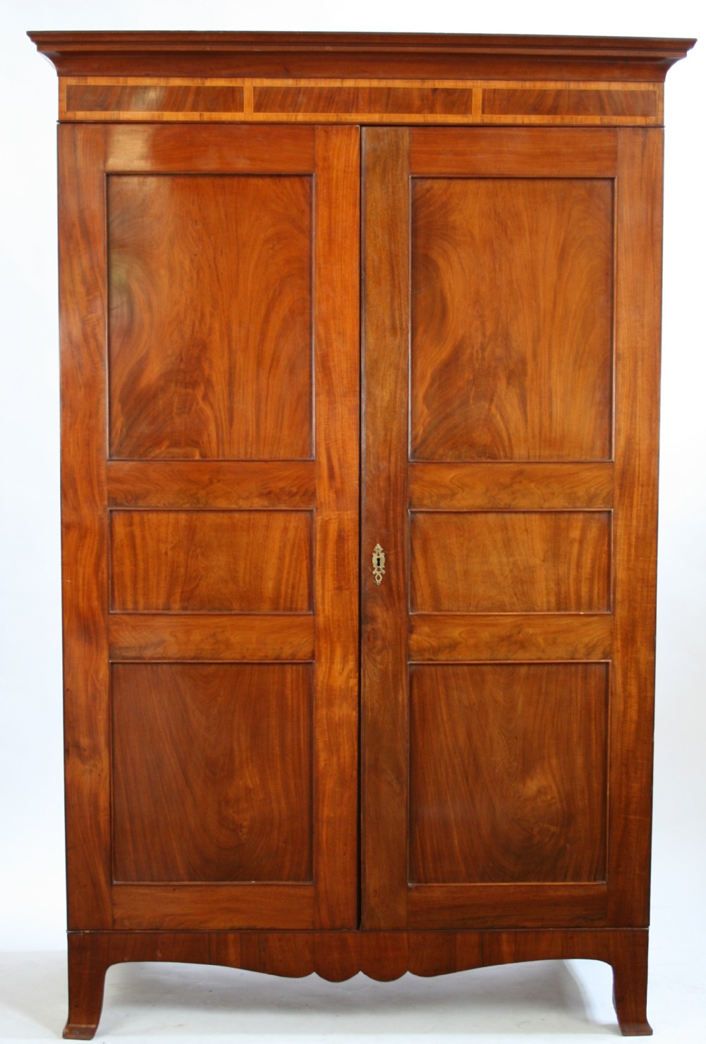 George 111 Figured Mahogany 2 Door 'Jersey' Wardrobe.