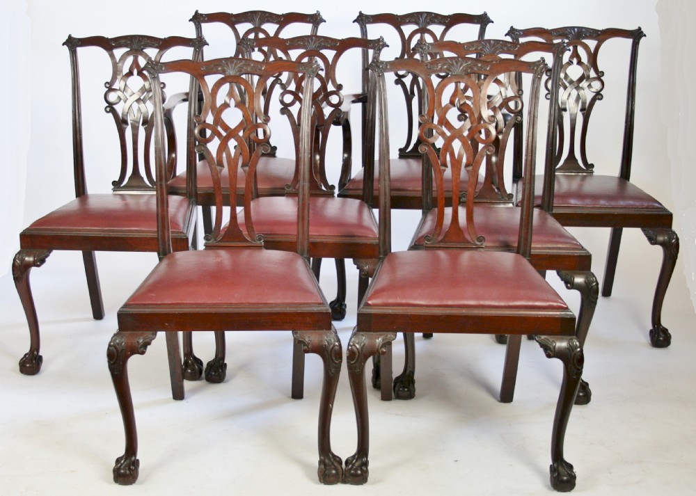 C1900 Set of 6 & 2 Mahogany
'Chippendale Style' Dining Chairs.