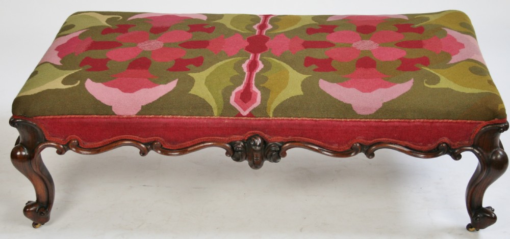 Early Victorian Rosewood Stool on Cabriole Legs.