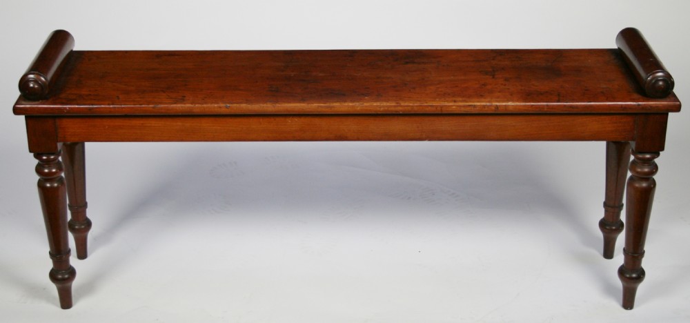 Victorian Mahogany 'Roll End' Hall Bench.