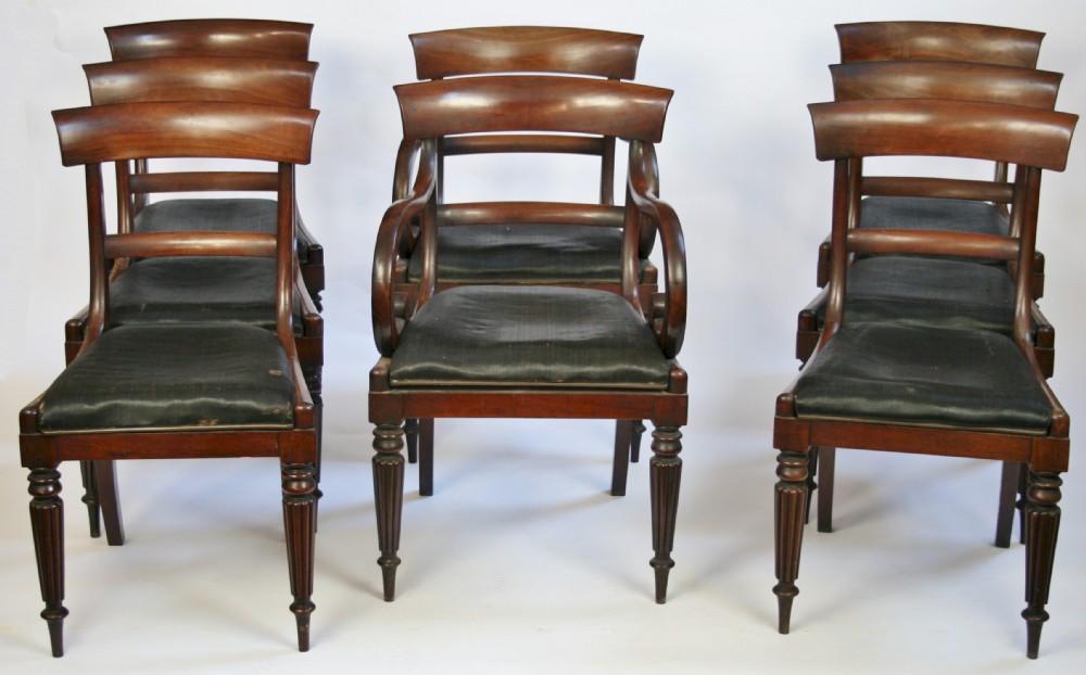 William 1V Mahogany Set of 6 & 2 Dining Chairs.