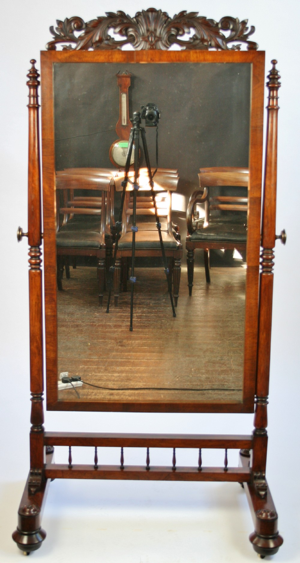 Fine Quality William 1V Rosewood Cheval Mirror.