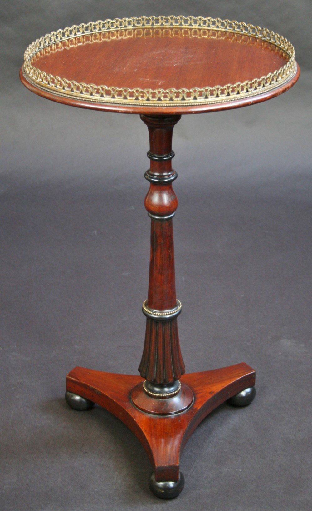 Regency Mahogany Circular Occasional Table having Brass Gallery.