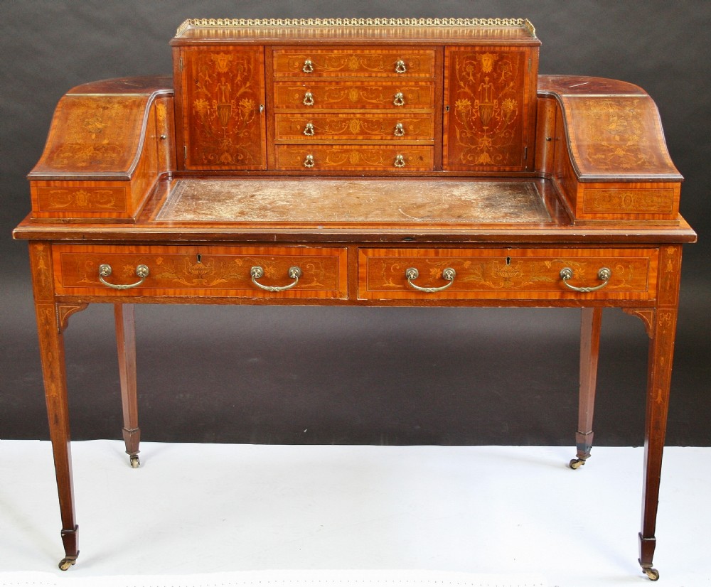 Edwardian Inlaid Mahogany 'Carlton House' Desk.
