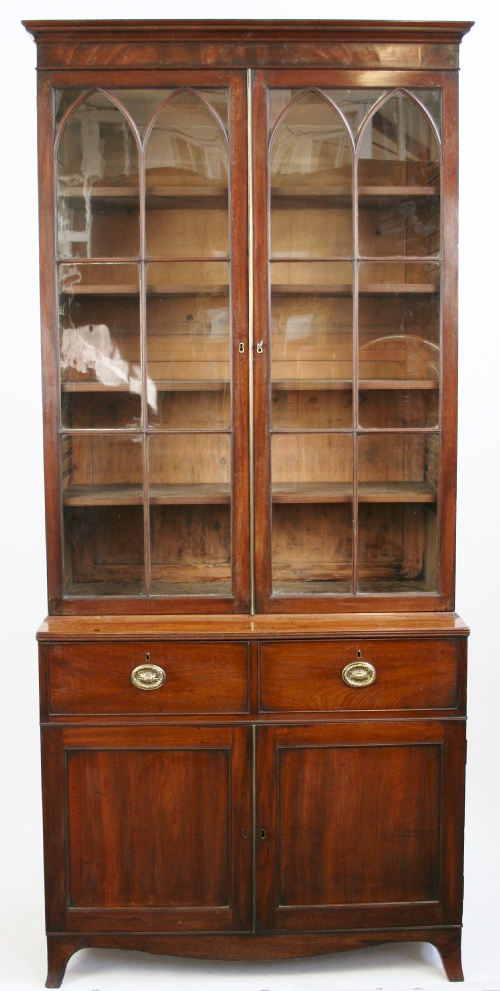 George 111 Mahogany 2 Door Cupboard Base Bookcase.