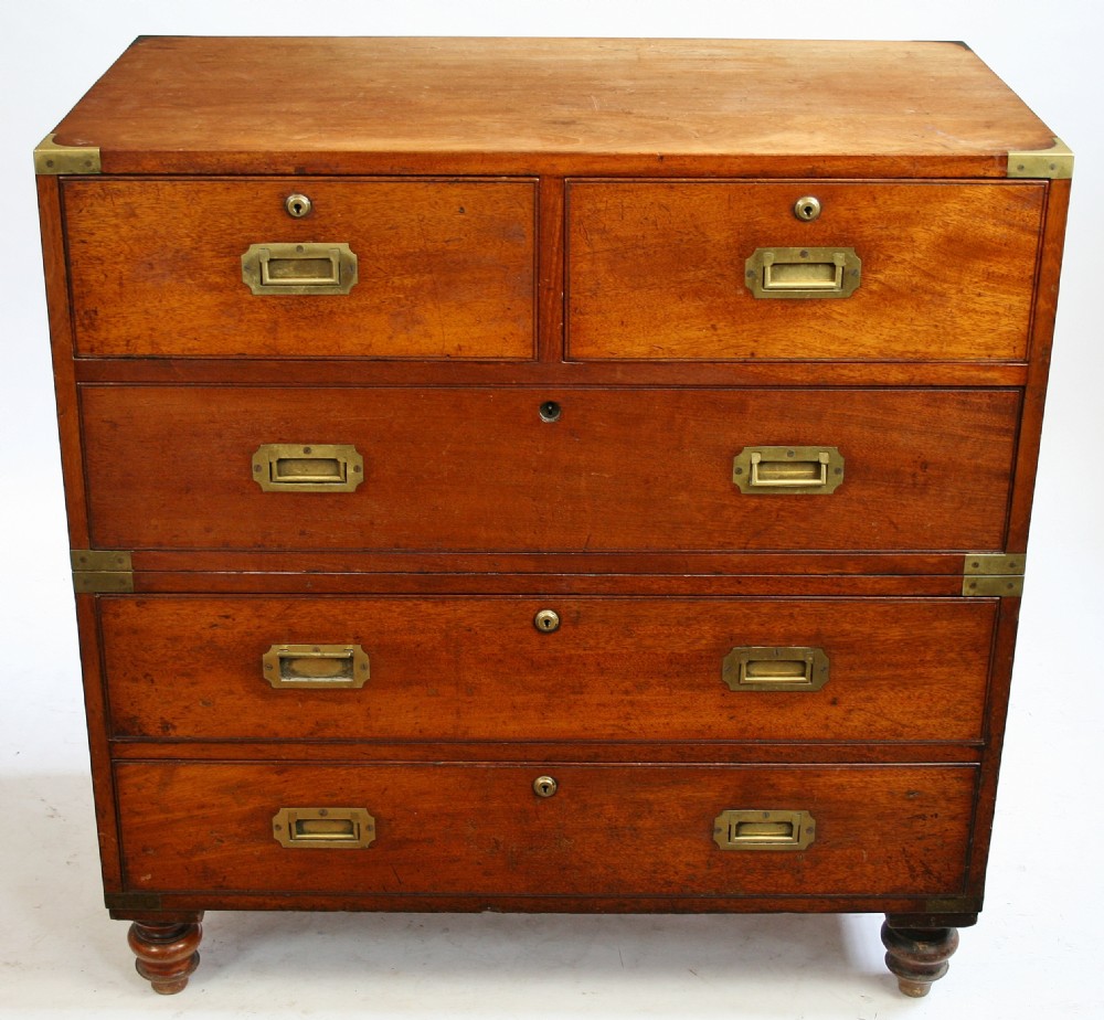 Victorian Mahogany Brass Bound Small Military Chest.