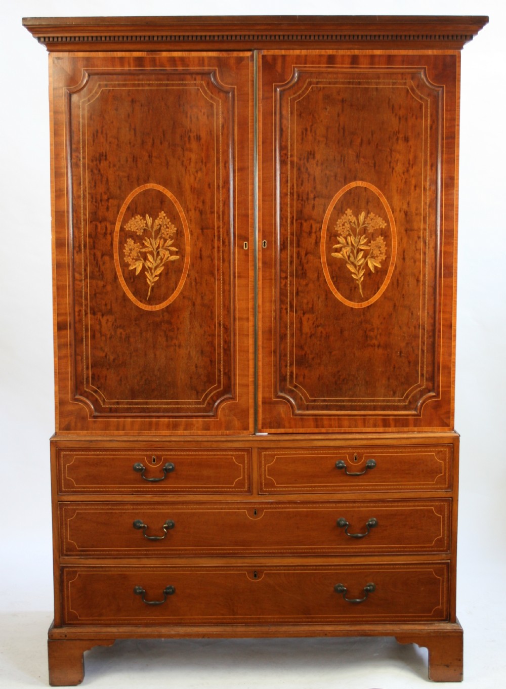 George 111 Mahogany Inlaid Linen Press.