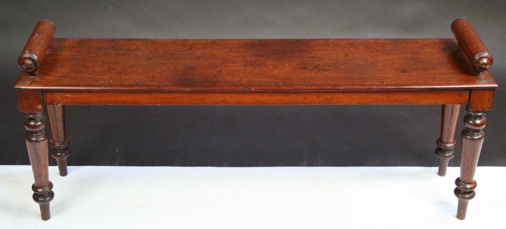 Victorian Mahogany 'Roll End' Hall Bench.