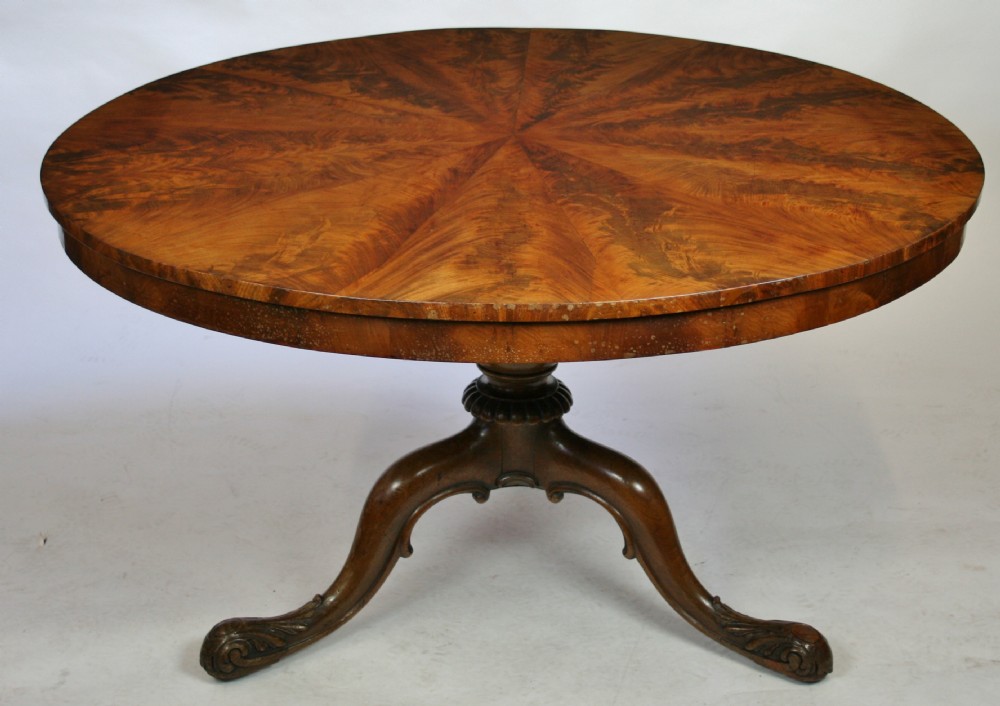 William 1V Mahogany Round Tilt Top Pedestal Centre Table by Gillows.