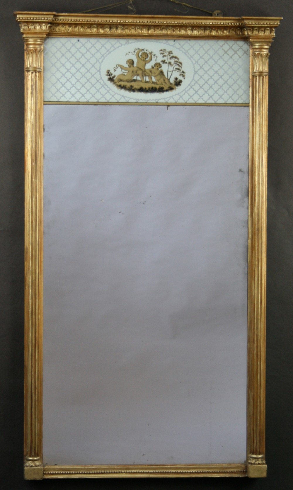 Regency Gilt Pier Mirror having Verre Eglomise Panel.