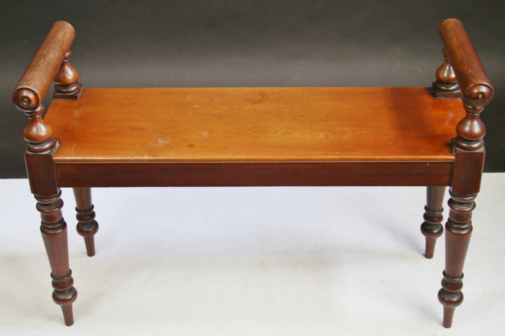 Victorian Mahogany 'Roll End' Hall Bench.