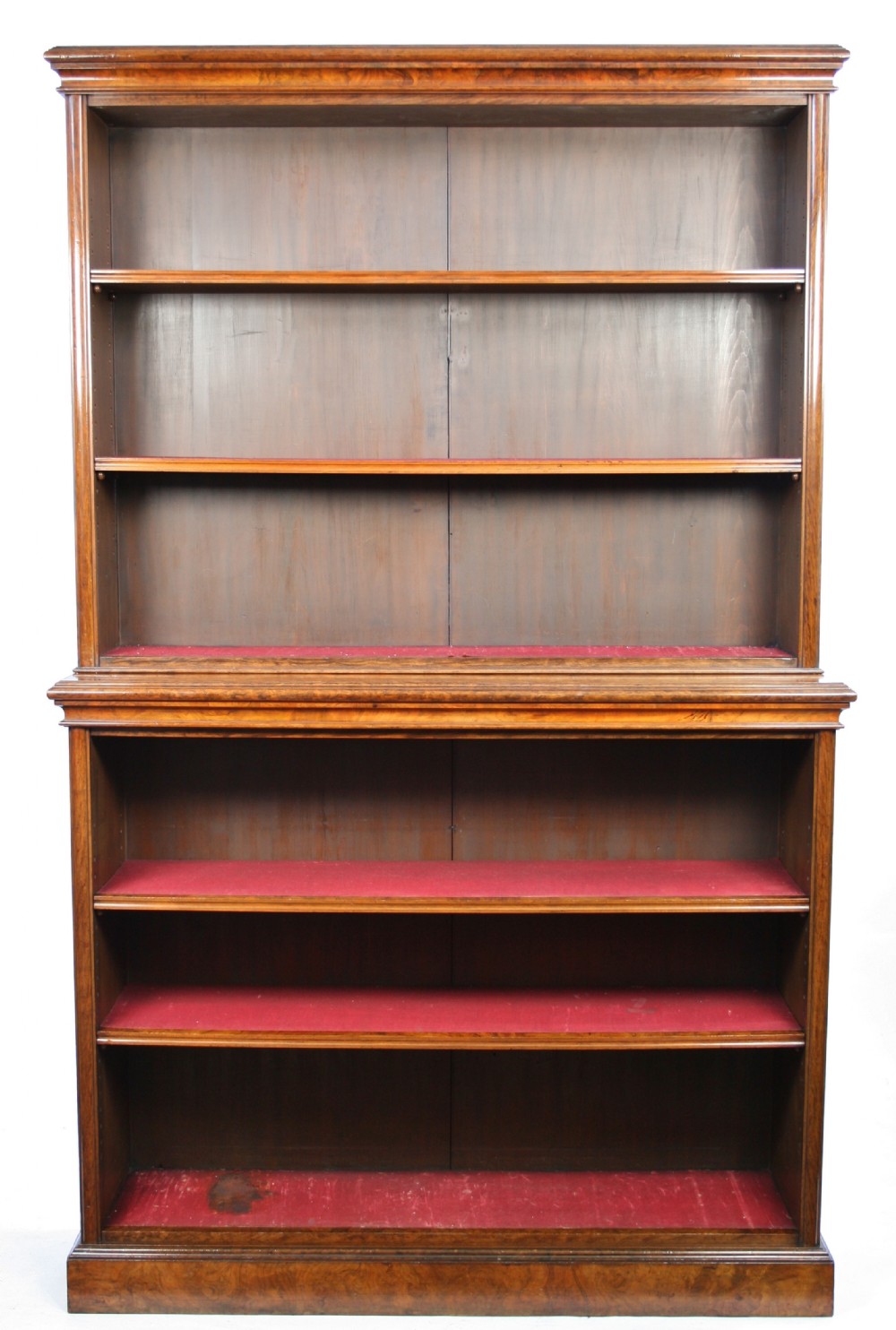 Victorian Figured Walnut 2 Tier Open Bookcase