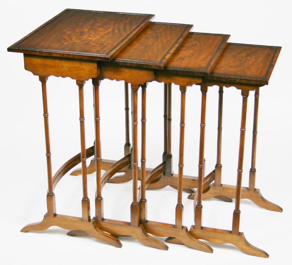 Edwardian Satinwood Inlaid Nest of 4 Tables