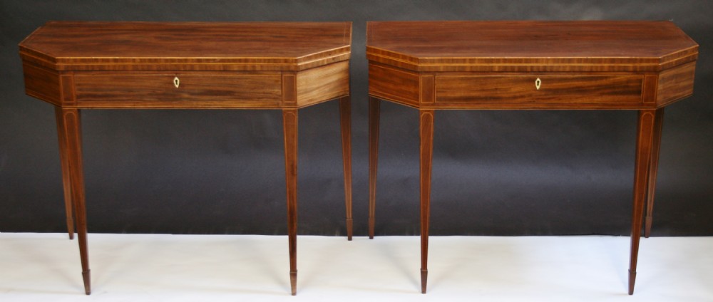 George 111 Pair of Mahogany Inlaid Foldover Top Tables
