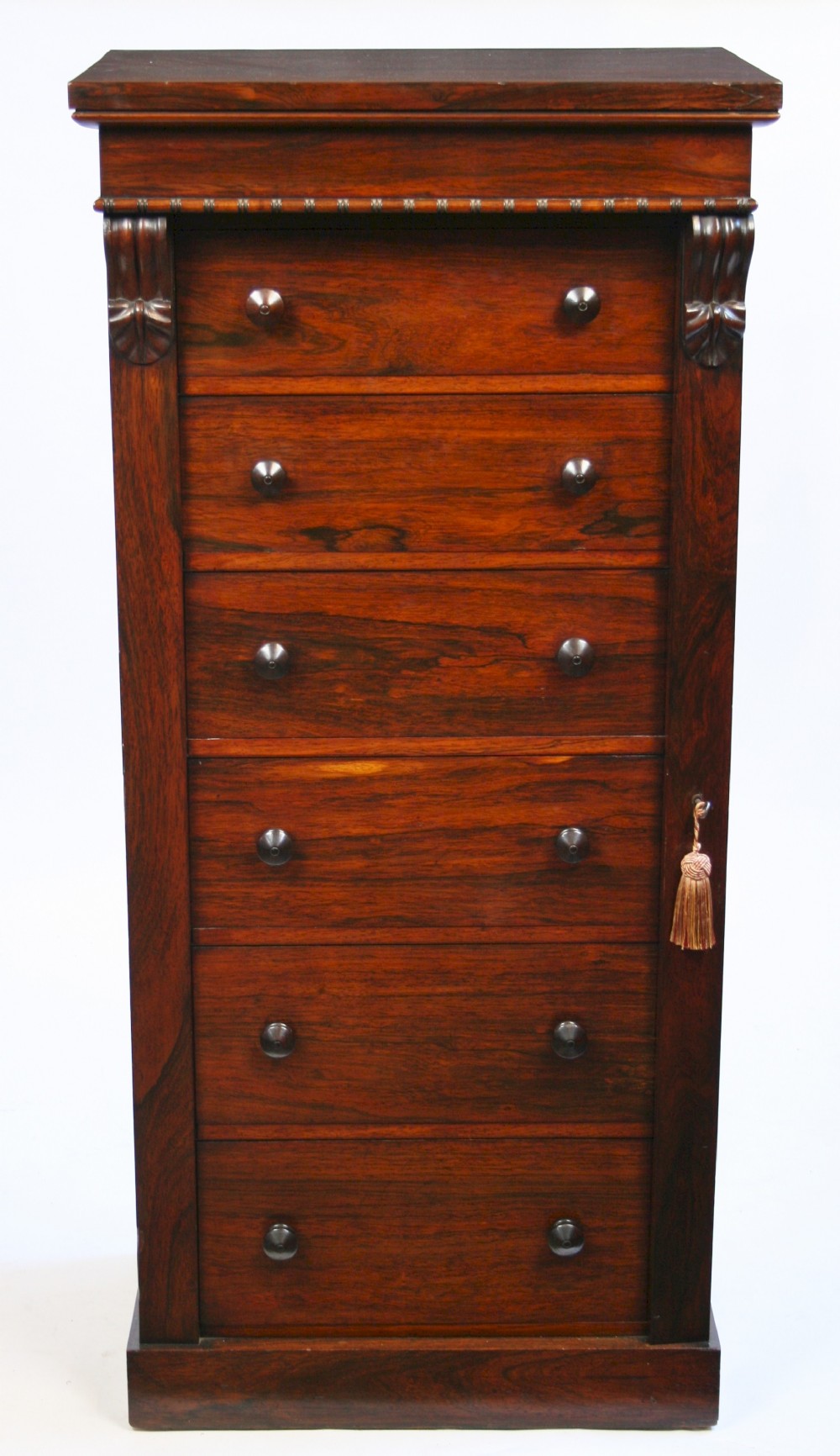 Early Victorian Rosewood 6 Drawer Wellington Chest