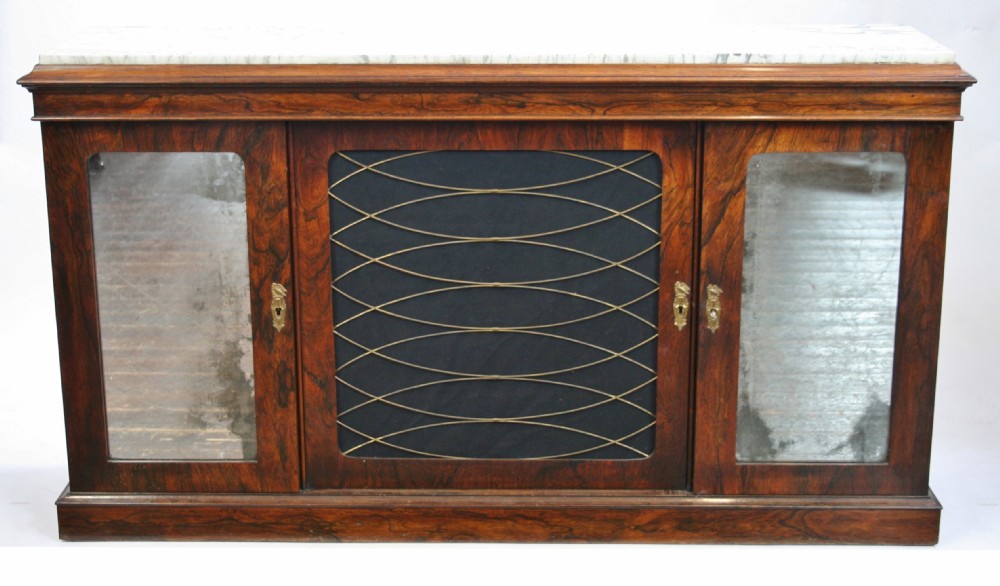 Regency Rosewood Marble Top 3 Door Side Cabinet