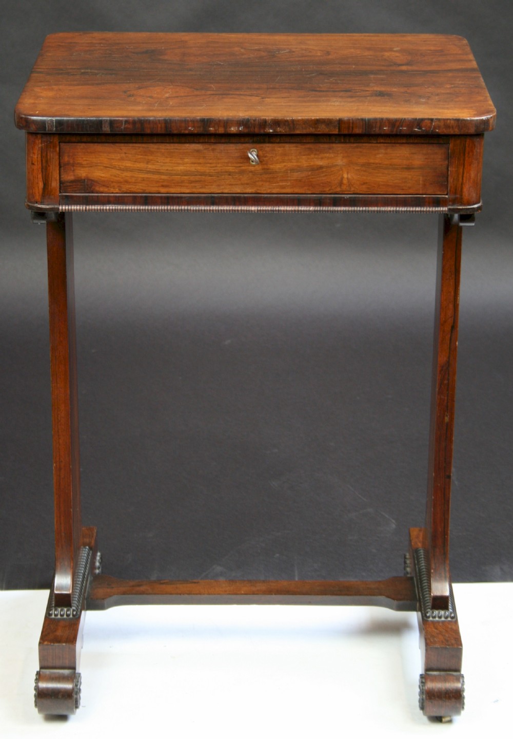 William IV Rosewood End Support One Drawer Occasional Table