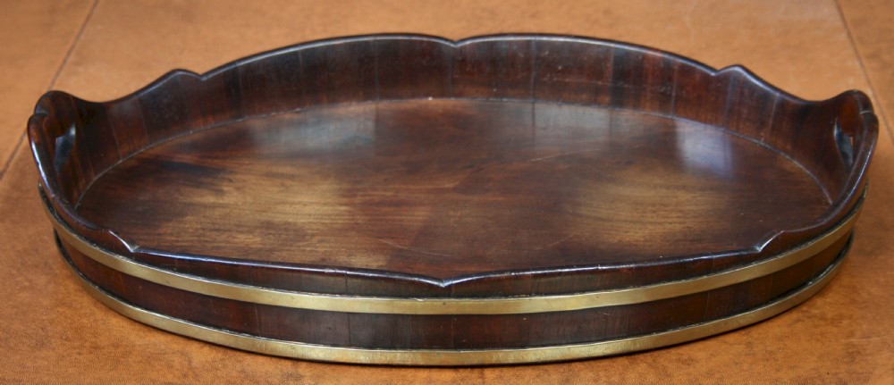 19C Mahogany Oval Brass Bound Tray.