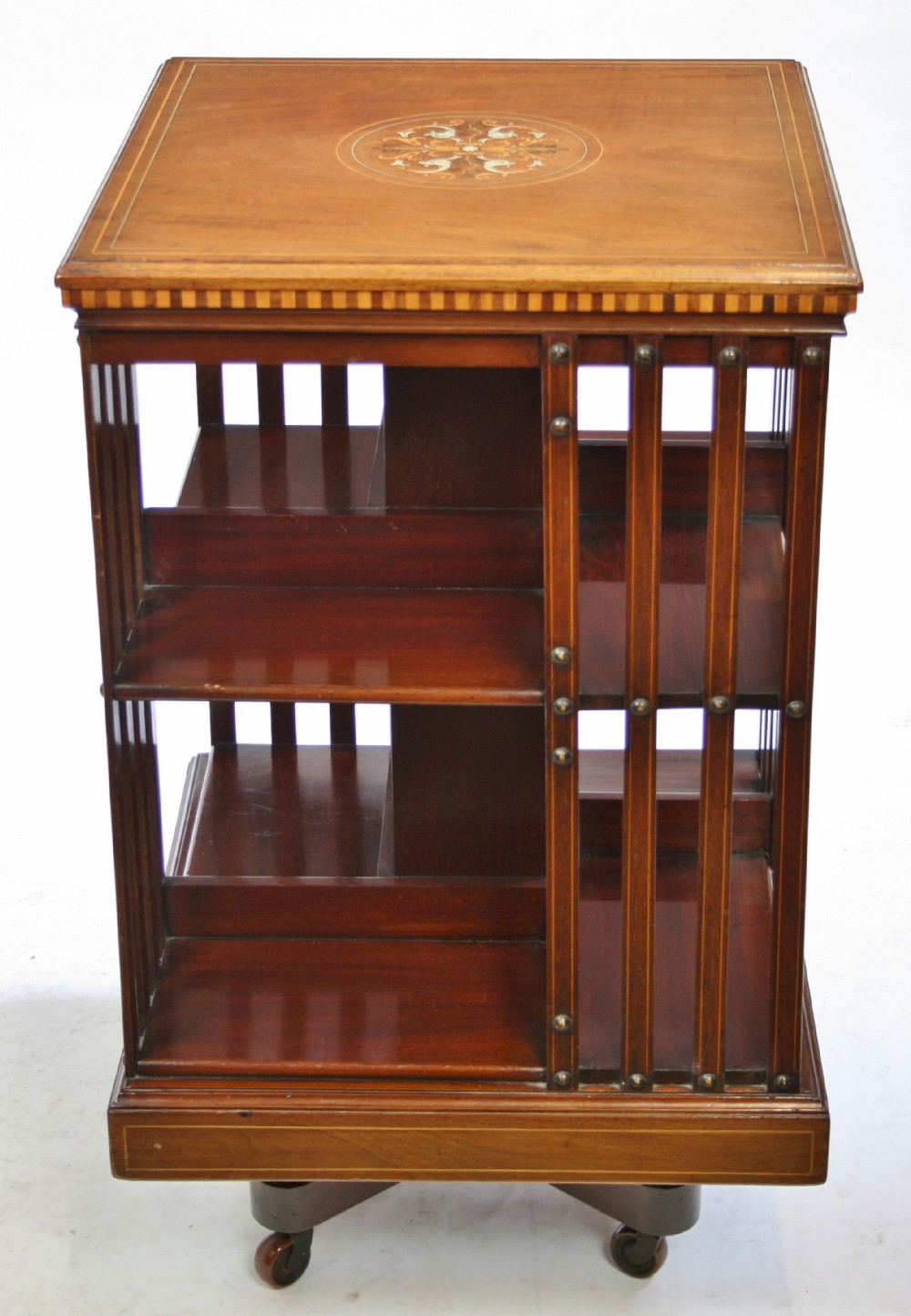 Edwardian Inlaid Mahogany Revolving Bookcase