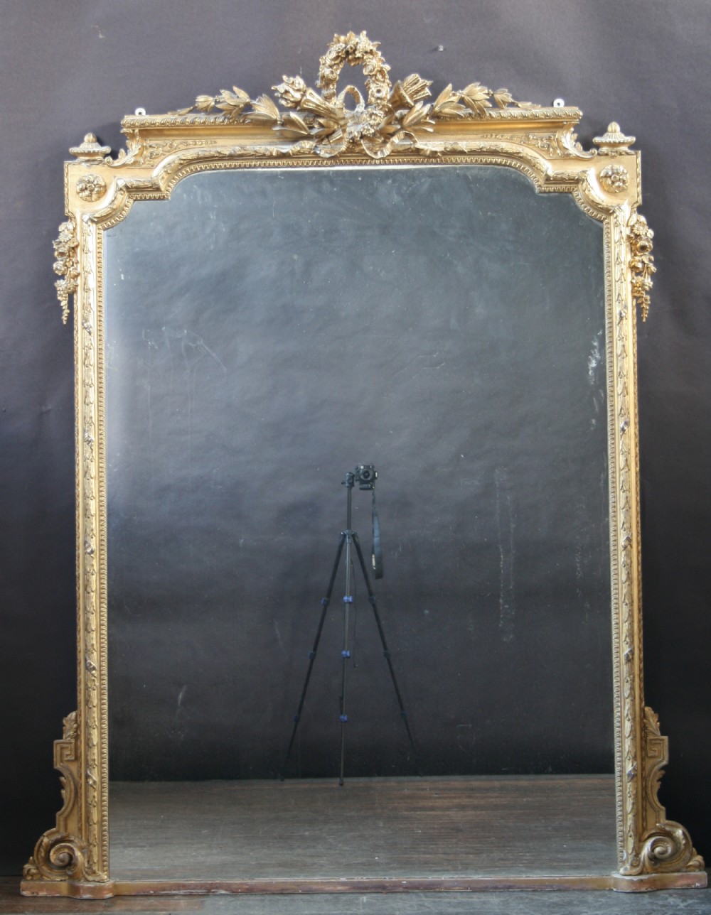Early 19C Large Gilt Decorated Wall Mirror