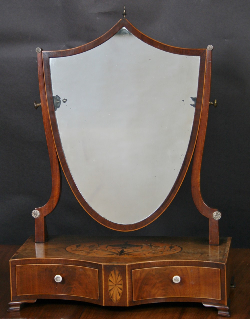 Fine George 111 Inlaid Mahogany 2 Drawer Dressing Mirror
