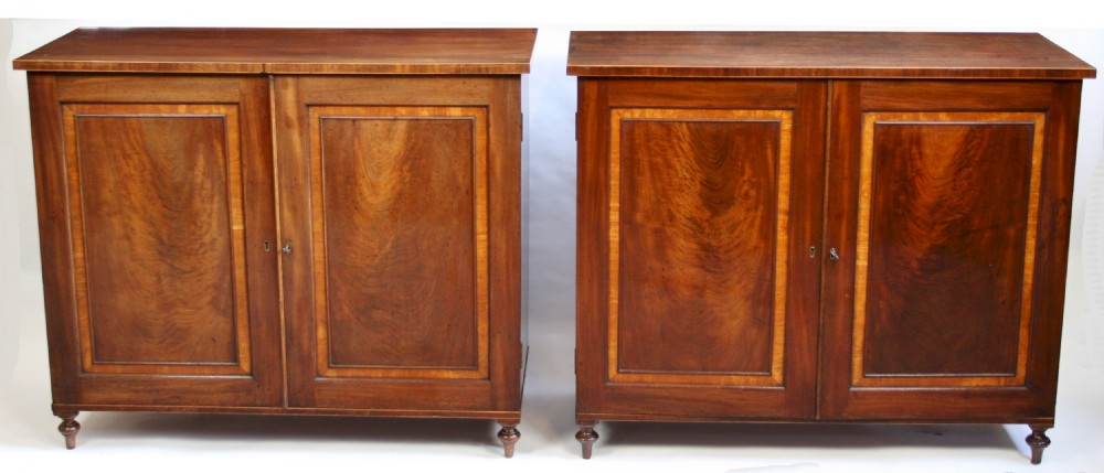 George 111 Mahogany Pair of Cupboards with Fitted Chest Interiors by Gillows