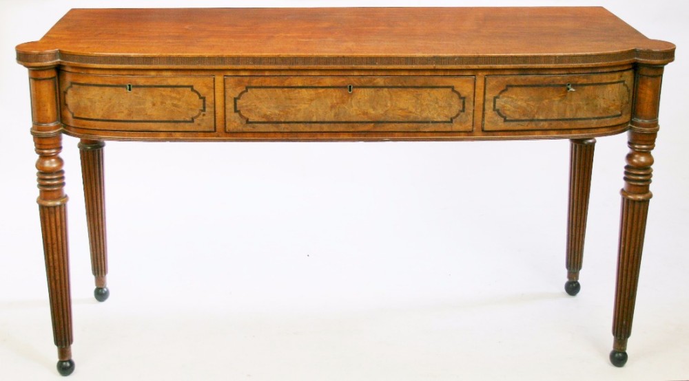 Regency Mahogany 3 Drawer Serving Table on Fluted Legs