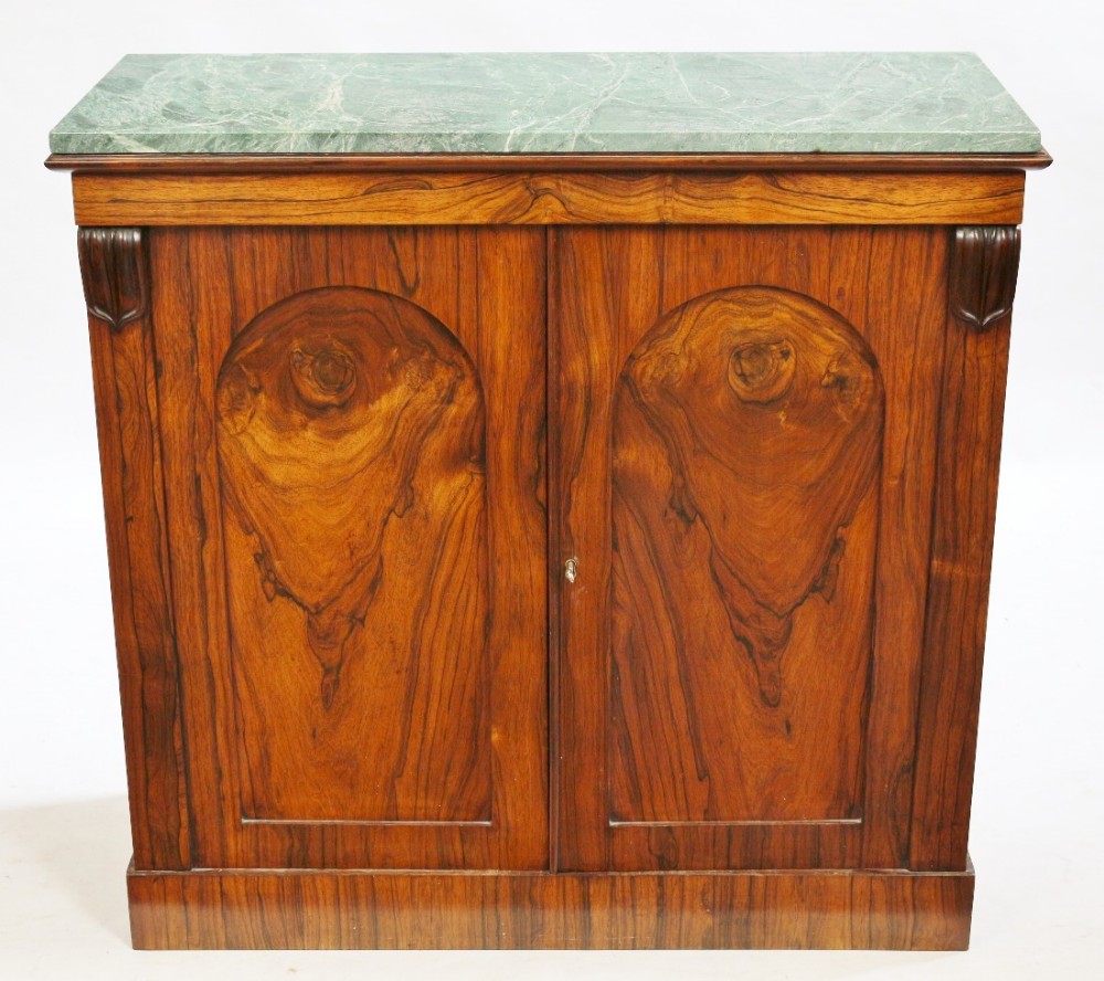 William 1V Rosewood Marble Top 2 Door Side Cupboard
