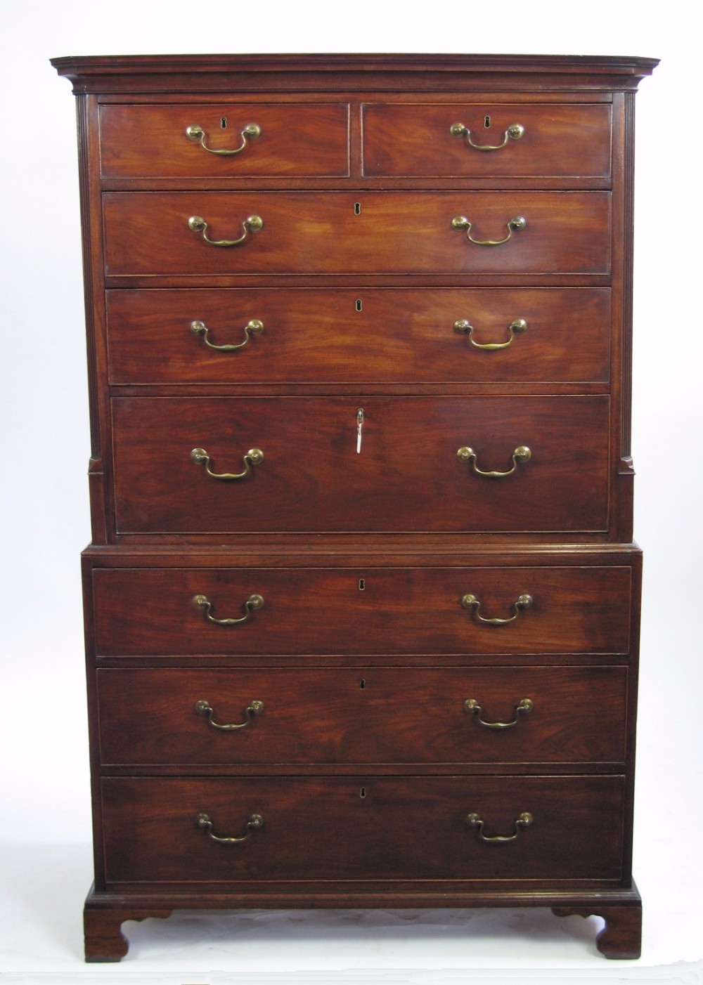 George 111 Mahogany Chest on Chest with Secretaire Drawer