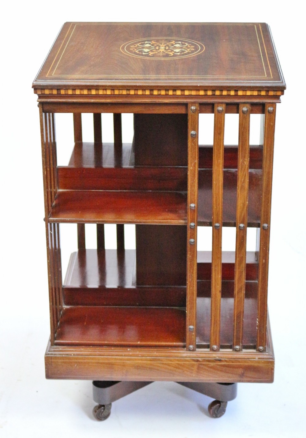 Edwardian Inlaid Mahogany Revolving Bookcase