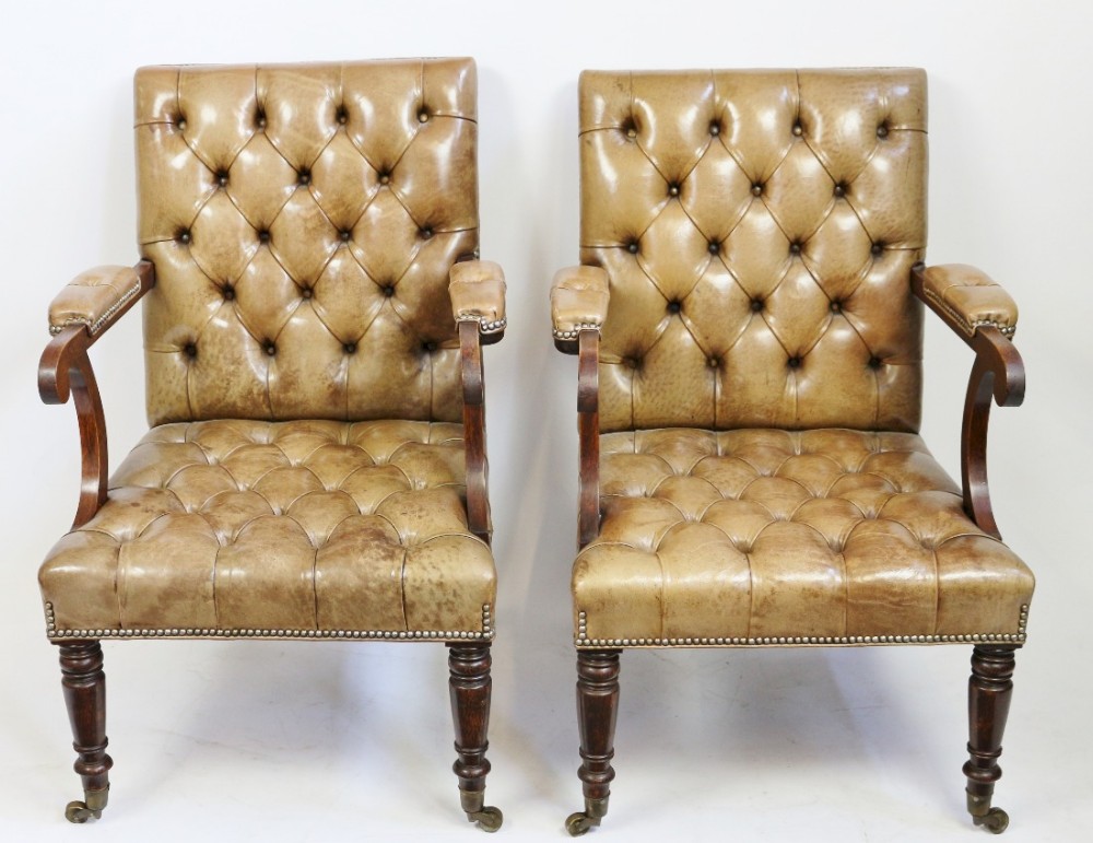 George 1V Simulated Rosewood Pair of Open Armchairs