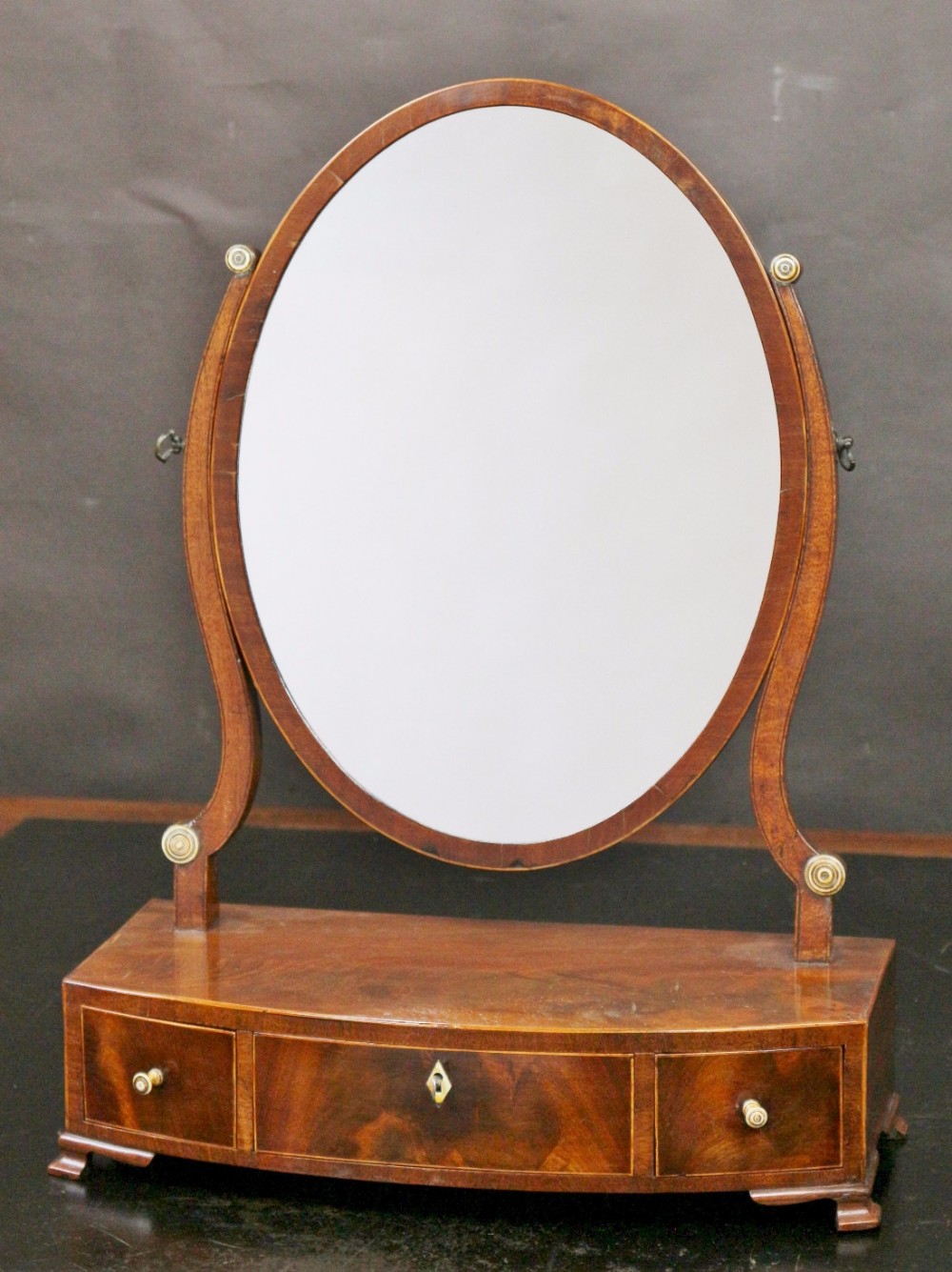 George 111 Mahogany Bowfront 3 Drawer Dressing Mirror