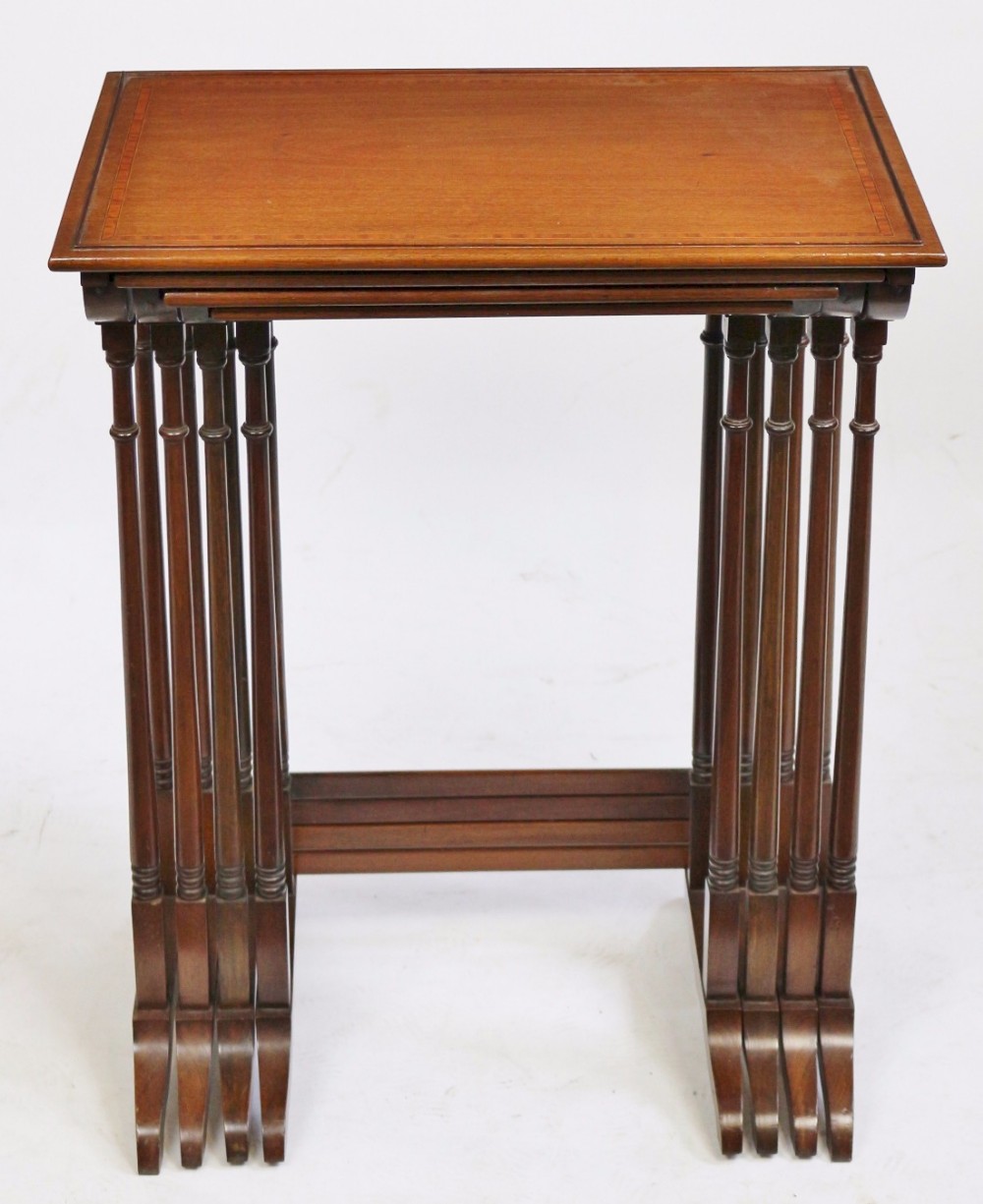 Edwardian Mahogany Inlaid Nest of 4 Tables