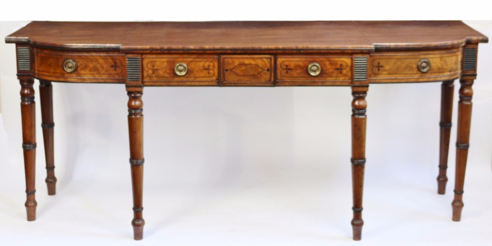 Regency Ebony Inlaid Mahogany 6 Leg Serving Table