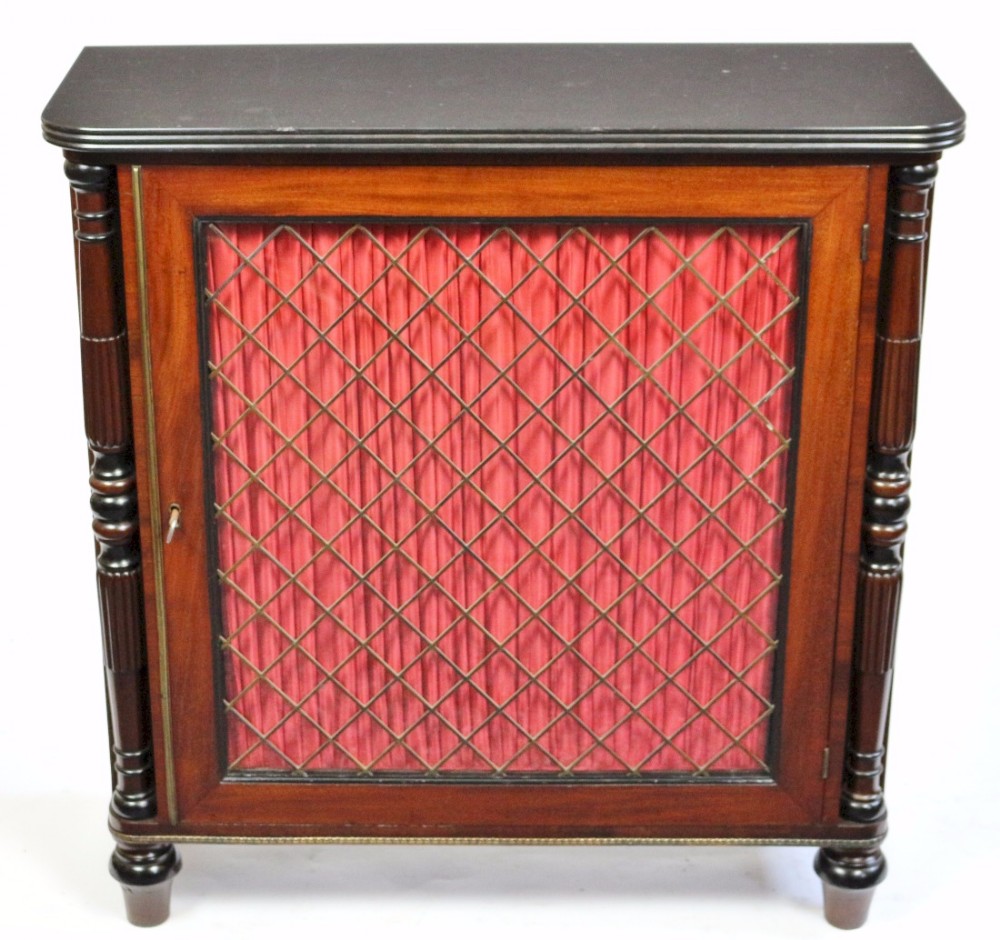 Regency Mahogany Single Door Side Cabinet with Marble Top