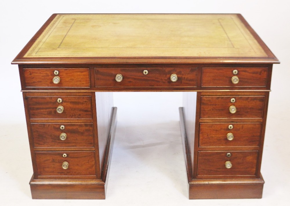 George 111 Mahogany 3 Part Partners Kneehole Desk