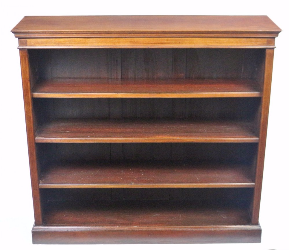 Edwardian Inlaid Mahogany Open Bookcase