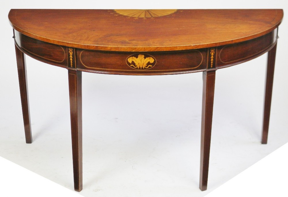 George 111 Inlaid Mahogany Demi Lune Side Table