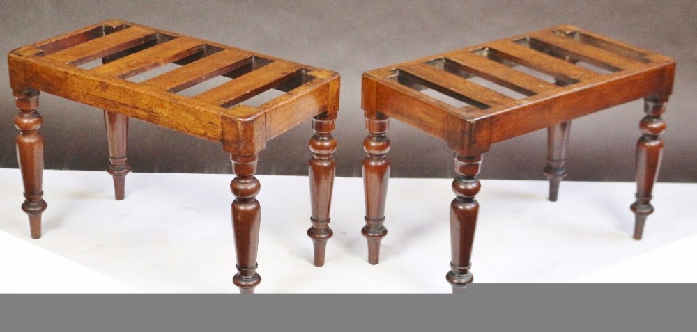 Early Victorian Mahogany Pair of Luggage Stools by J. Kendell & Co.