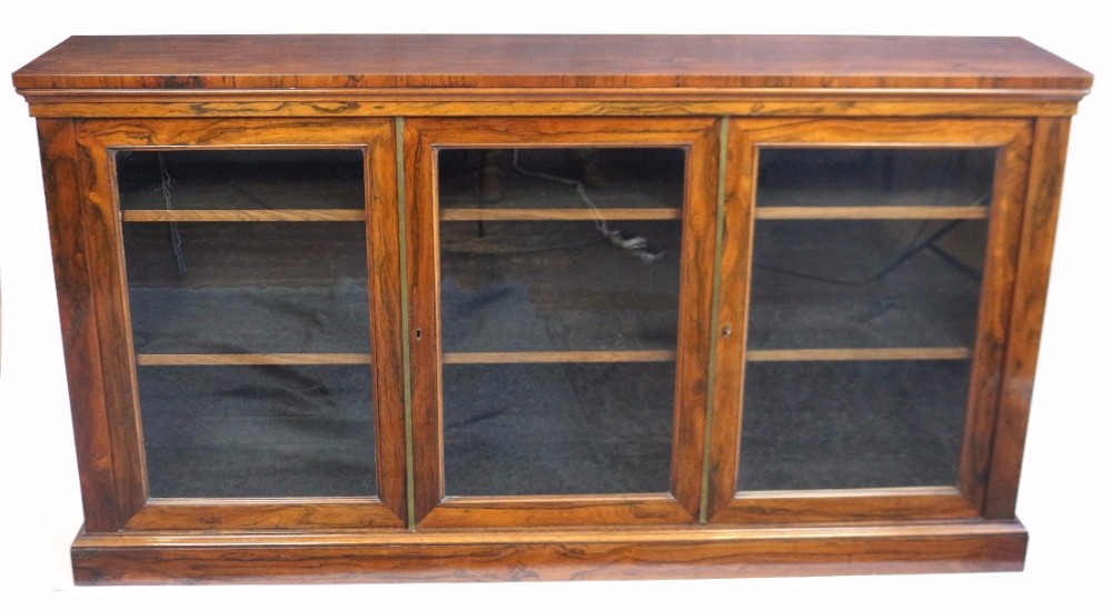 William 1V Figured Rosewood 3 Glazed Door Side Cabinet