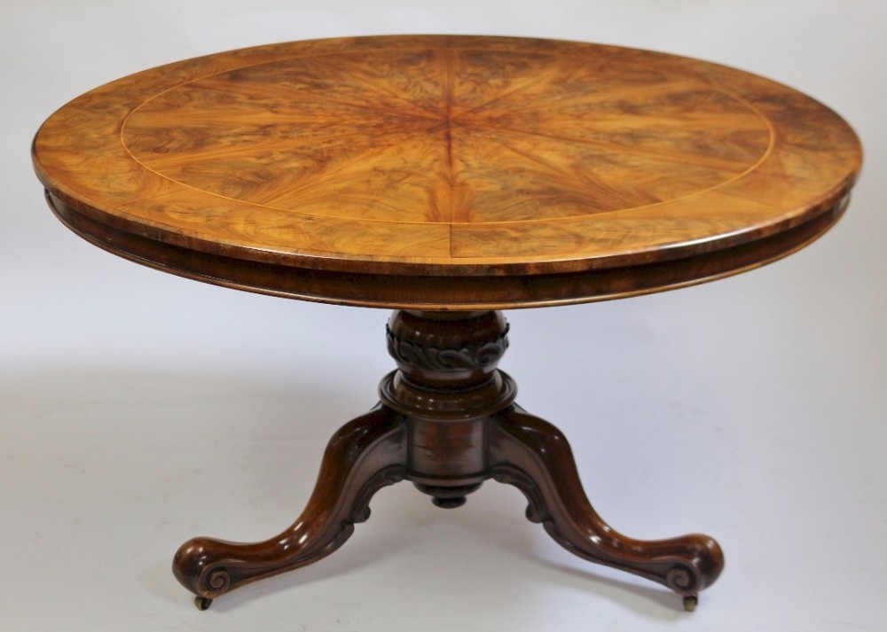 Early Victorian Figured Mahogany Circular Centre Table