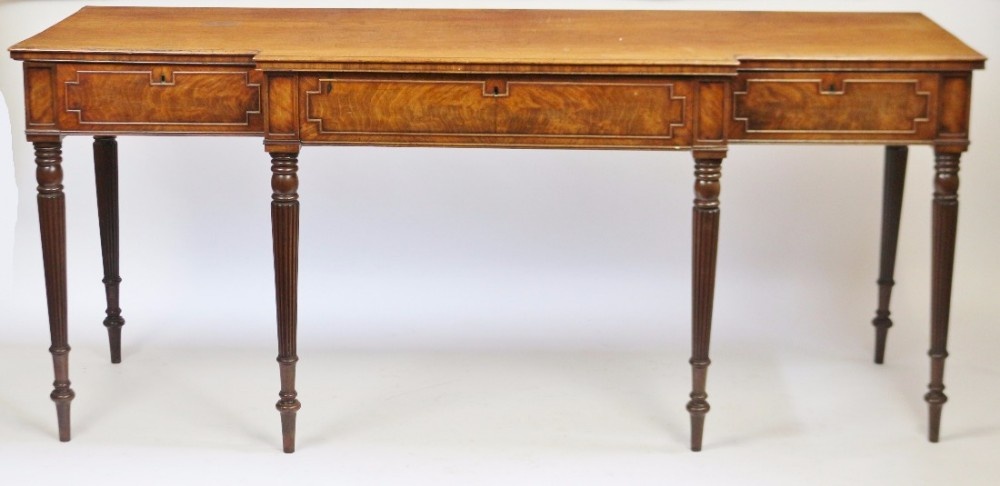 George 1V Mahogany Breakfront 3 Drawer Serving Table