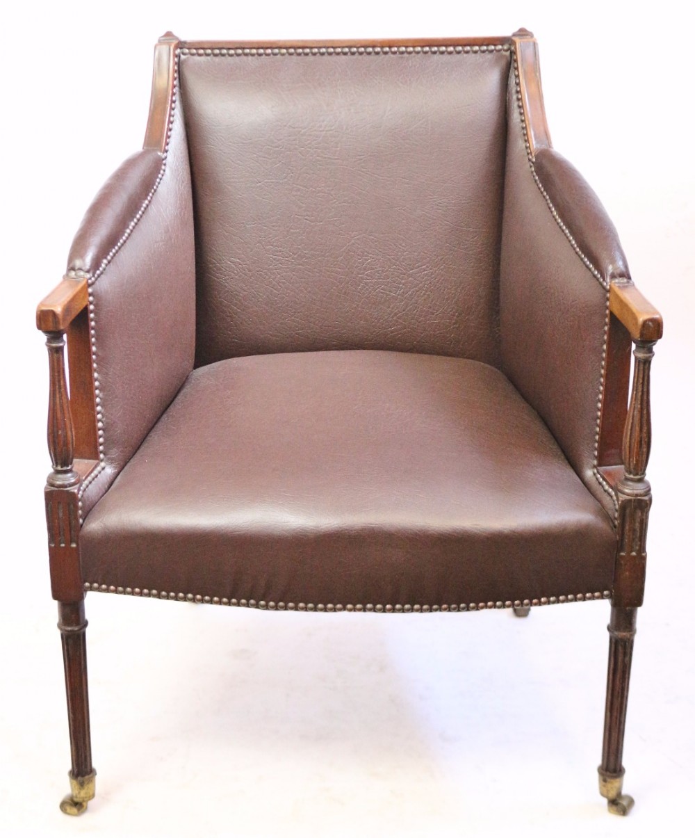Edwardian Mahogany Upholstered Desk Armchair