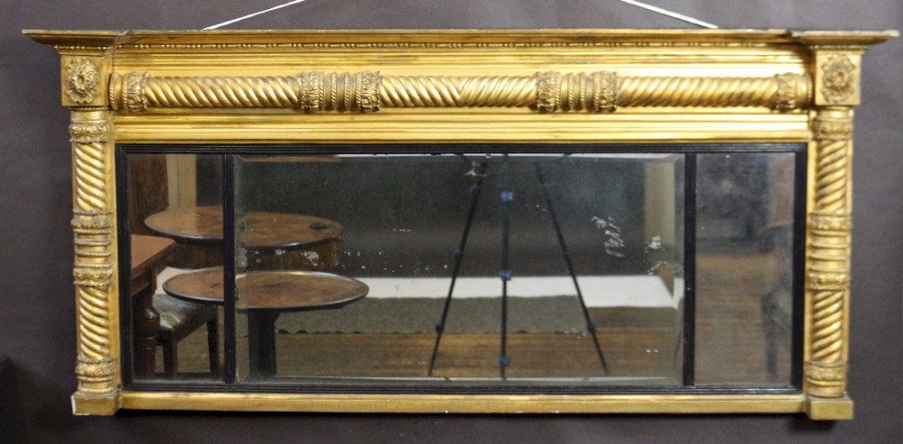 Regency Gilt 3 Plate Overmantle Mirror