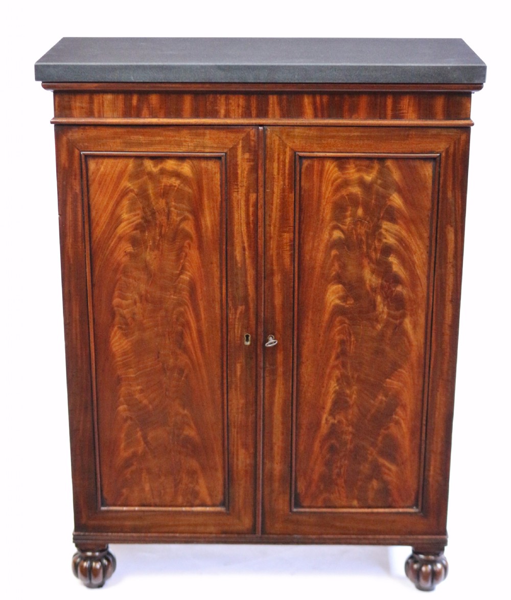 George 1V Mahogany Marble Top 2 Door Side Cupboard