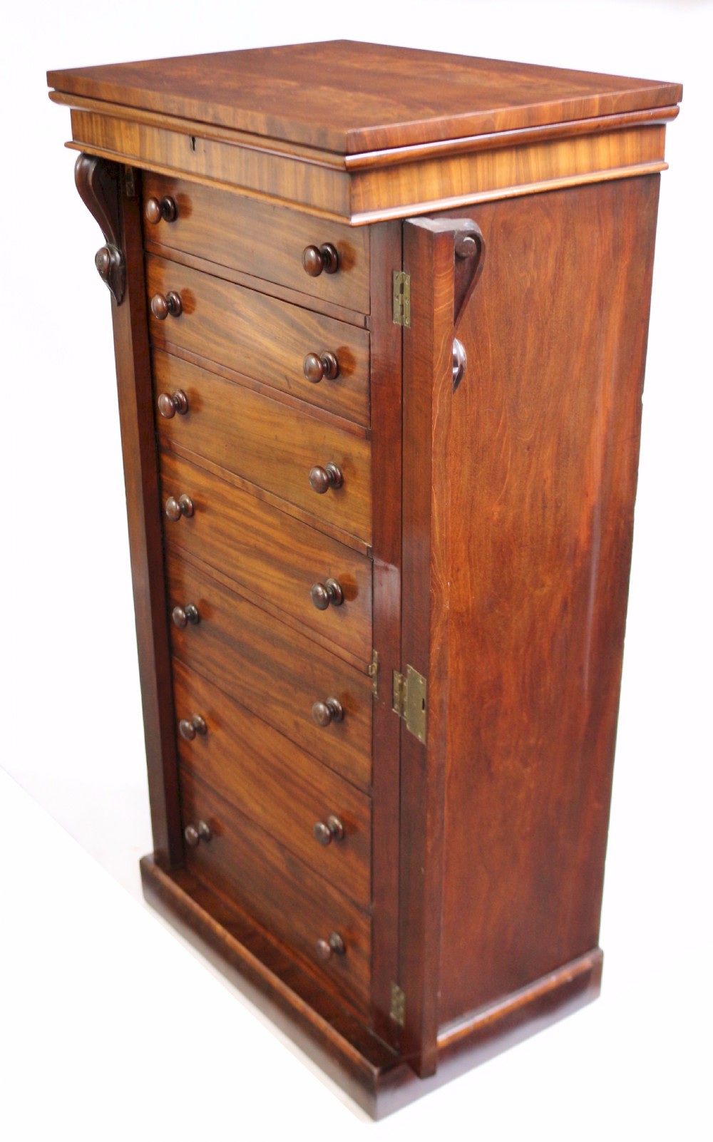 Fine Quality Victorian Mahogany 7 Drawer Wellington Chest with Compartment Top View V